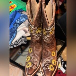Shyanne Brown and Yellow Floral Western Boots